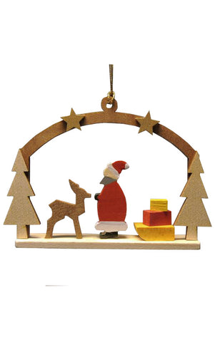 German Christmas Ornament: Window with Santa & Reindeer