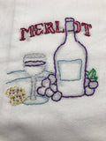 Millie's Tea Towels, Hand Embroidered: Vino Collection (6 to choose from!)