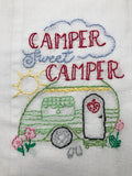 Millie's Tea Towels, Hand Embroidered: Gone Camping Collection (4 to choose from)