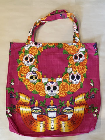 Mexican Market Bags: Large Fabric Marigold Wreath Bag