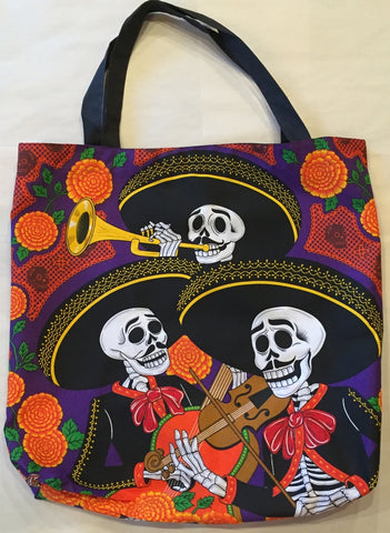 Mexican Market Bags: Large Fabric Mariachi Calavera Bag