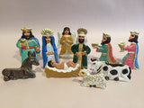 Mexican Tin Nativity in Box, Small, Realistic Color