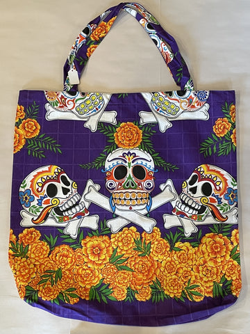 Mexican Market Bags: Large Fabric Los Tres Calaveras Bag